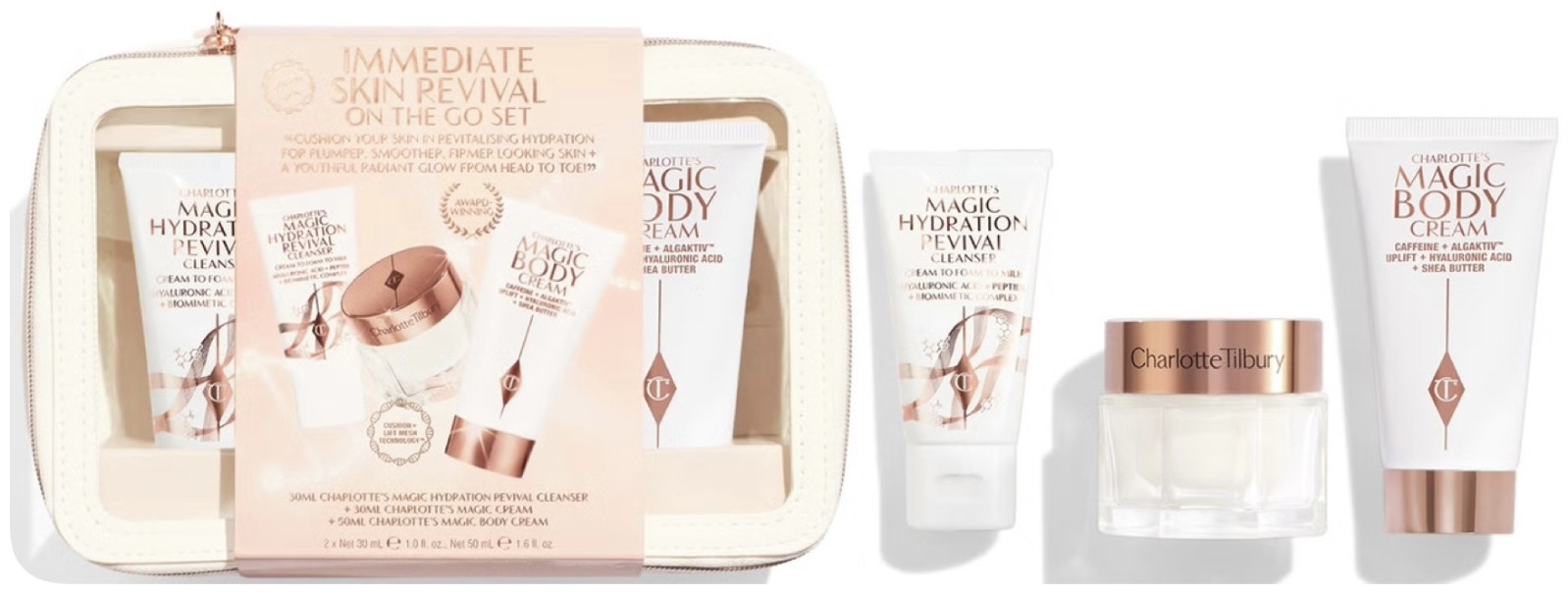 Charlotte Tilbury дорожный набор Immediate Skin Revival On The Go Set набор по уходу за лицом и телом для женщин