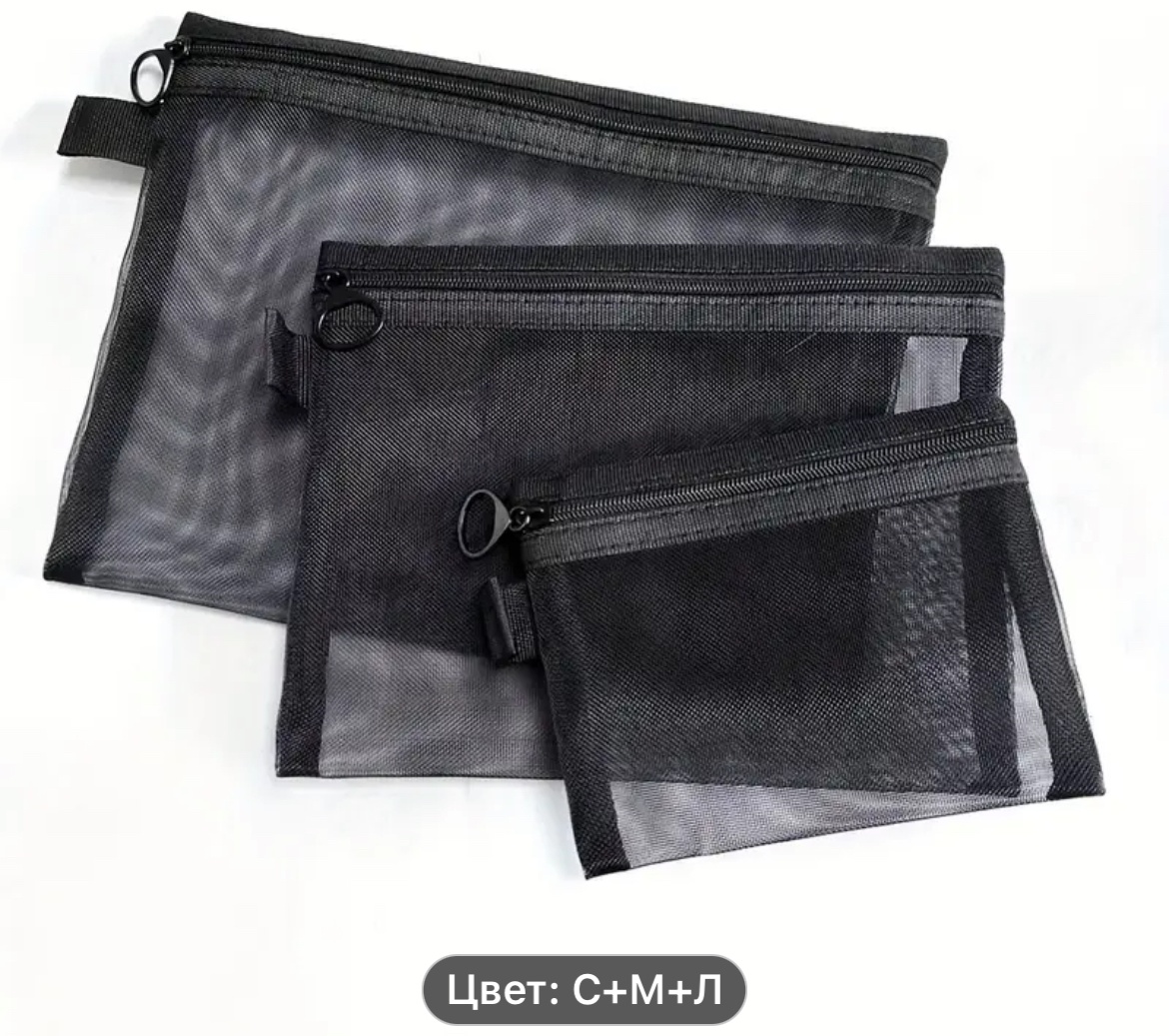 Косметичка нейлон черный 17X23 см