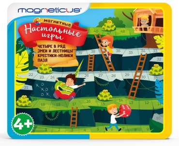 Настольная игра Magneticus MAGNETICUS 4в1 магнитная змейки-лесенки четыре в ряд крестики-нолики паз BG-001