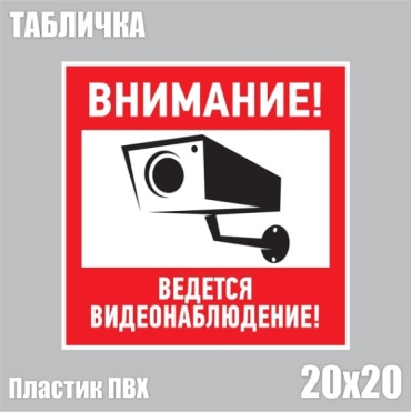 Табличка Табличка "Ведется видеонаблюдение" #3 (ПВХ 20х20) 20x20 см