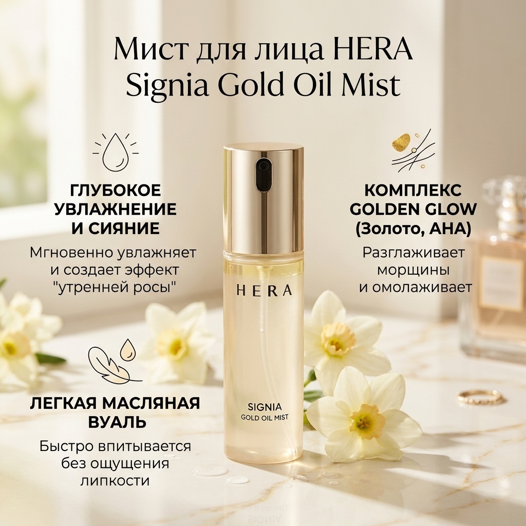 HERA мист Signia Gold Oil Mist Увлажняющий Мист для Лица на Масляной Основе 50ml 50 мл