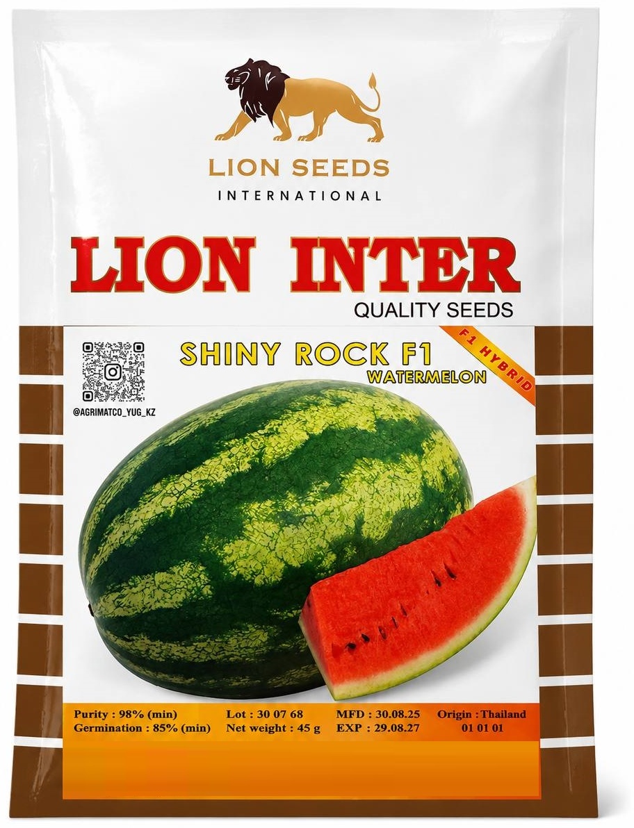 Lion арбуз Шайни Рок F1 / Shiny Rock F1. Раннеспелый гибрид с сочной мякотью и блестящей корой для открытого грунта
