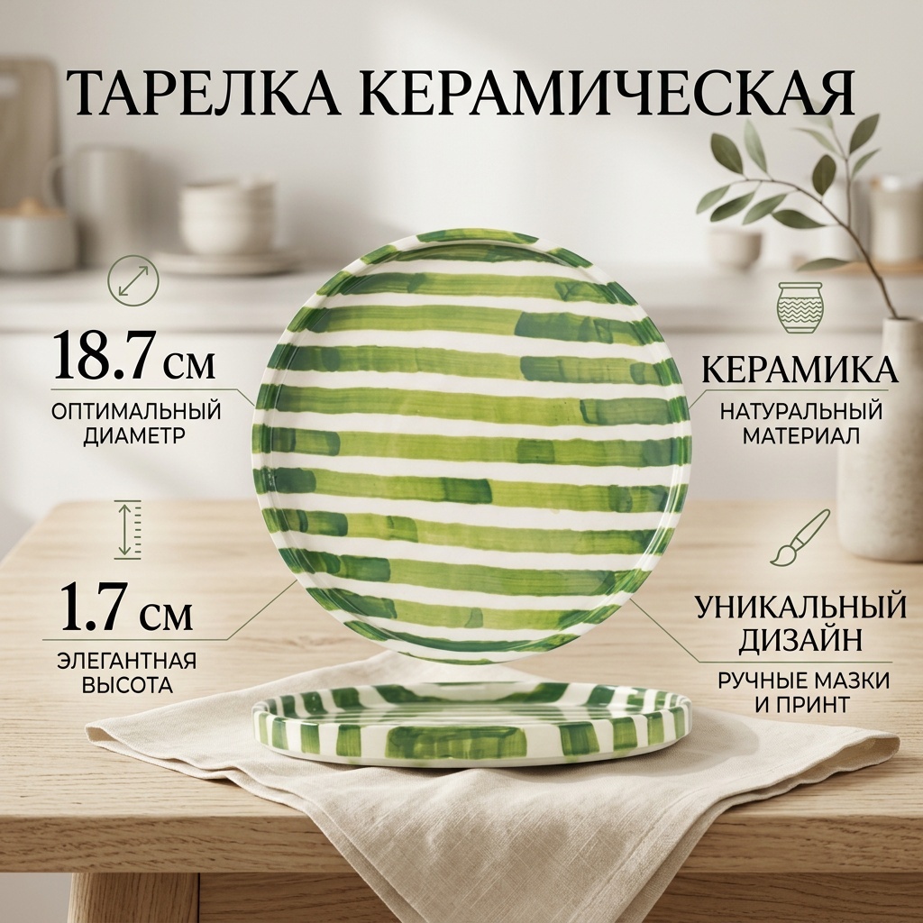 Тарелка 18.7 см, 1 шт, керамика