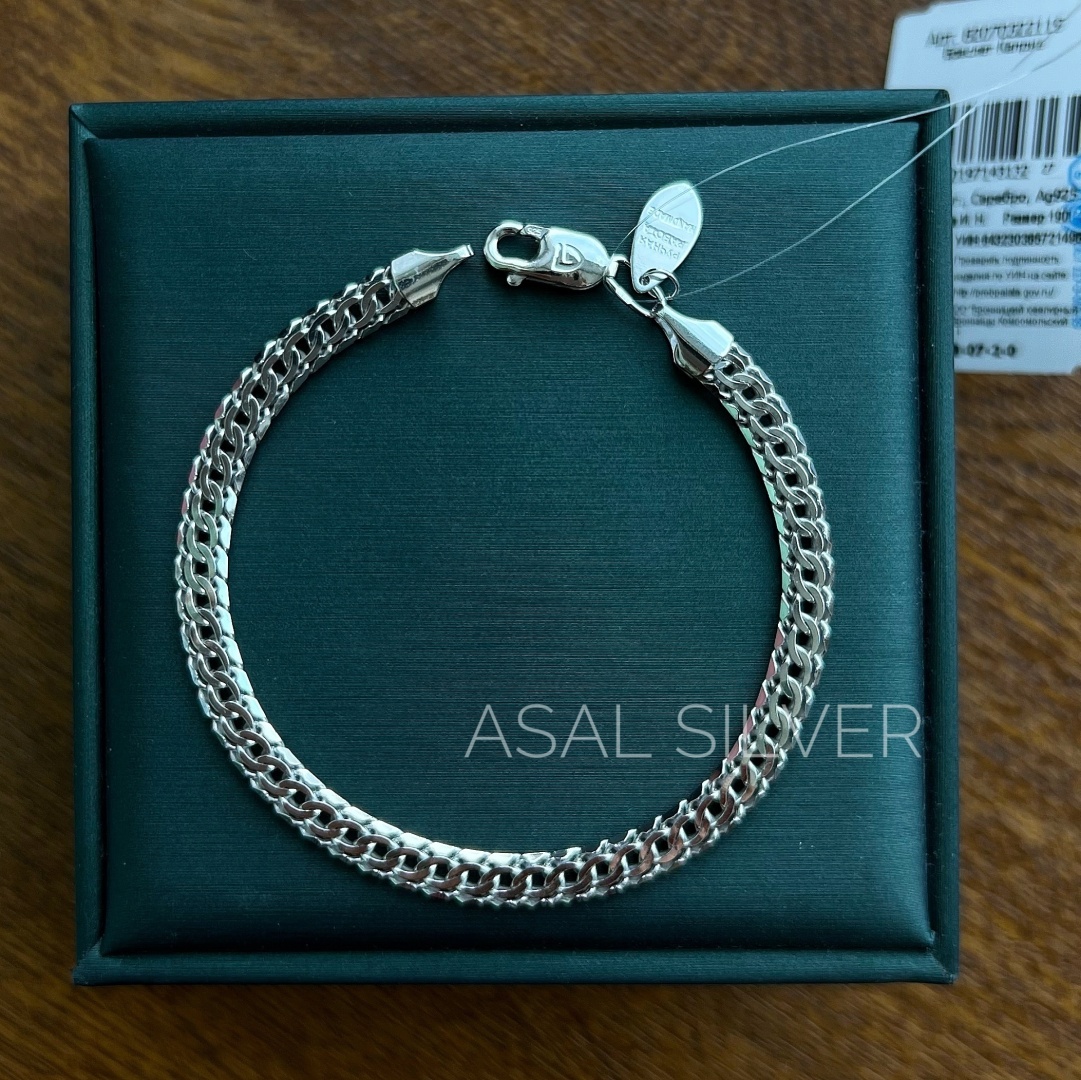 ASAL SILVER 82060322119 длина 19 см, вес 6.9 г серебро, плетение каприз