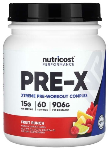 Nutricost Performance, PRE-X, предтренировочный комплекс Xtreme fruit punch