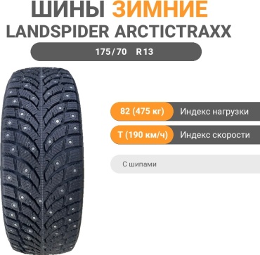 Landspider Arctictraxx 175/70 R13 82 T с шипами