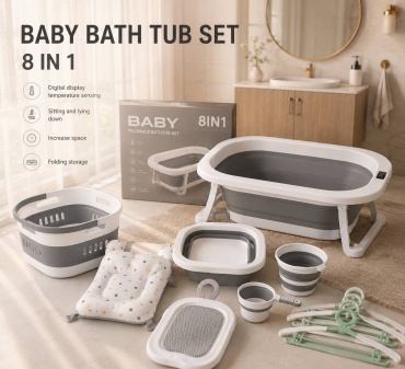 Baby BABY 8IN1 FOLDABLE BATHTUB SET, 76x47 см, белый, серый