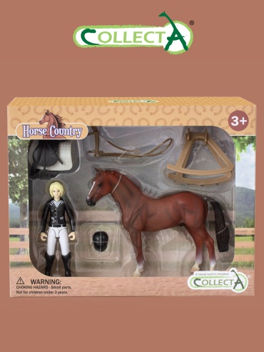 Collecta Набор игровой Collecta женщина жокей с лошадью и аксессуарами 16 см 2 шт