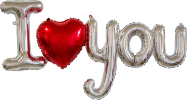 Воздушный шар Дон Баллон Шар (39''/99 см) Фигура, Надпись "I love you" с сердцем, Серебро, 1 шт. 1 шт, серебристый, красный