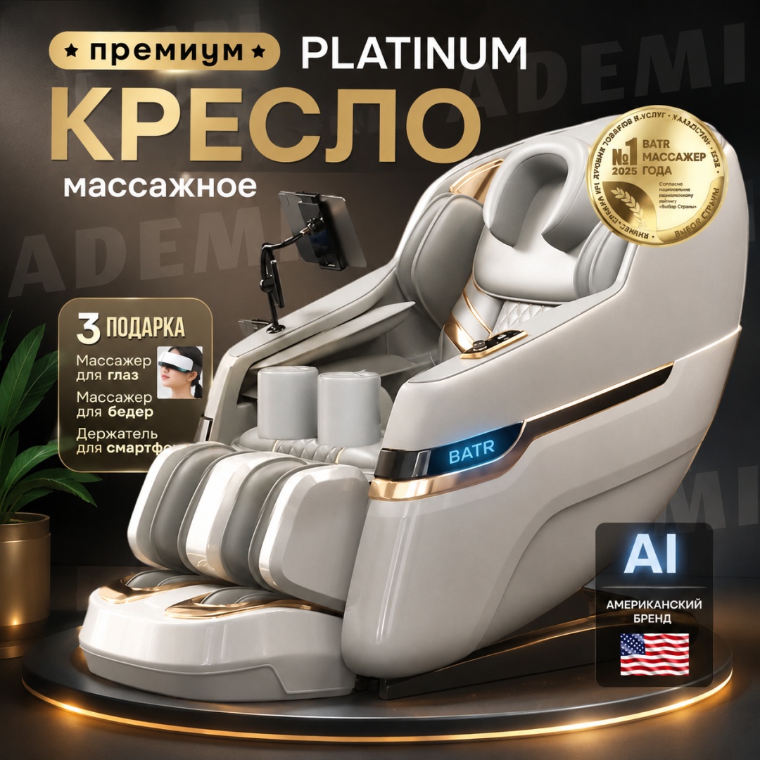 Массажное кресло Ademi Platinum до 150 кг 10 программ