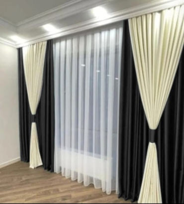 Комплект 600x280 см 5 шт, сетка, велюр, бархат, белый, черный