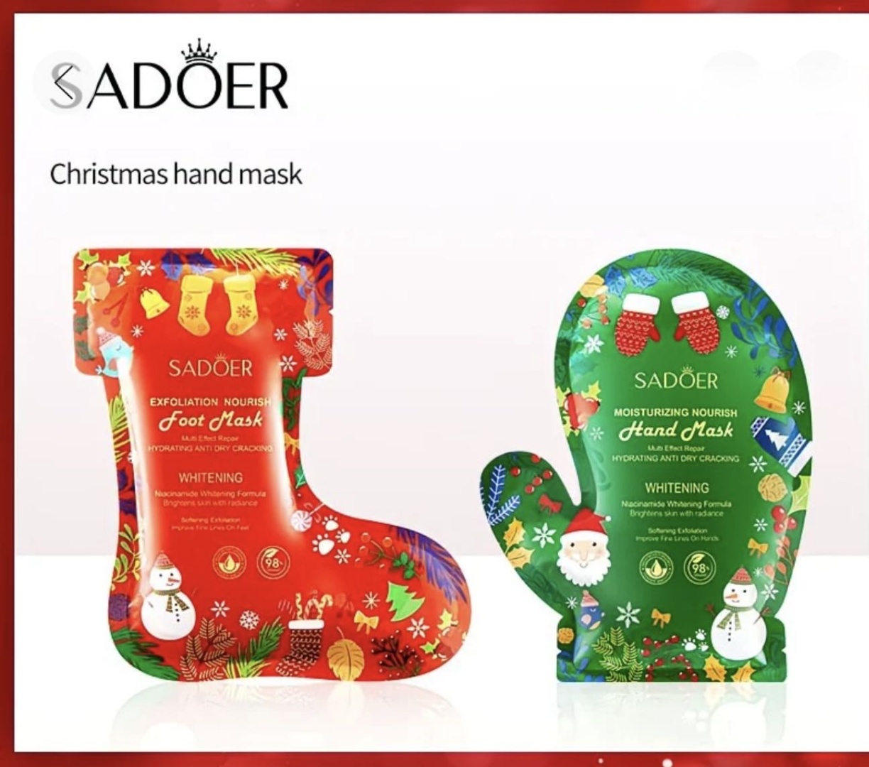 SADOER маска для рук, для ног Christmas Mask 1 пара