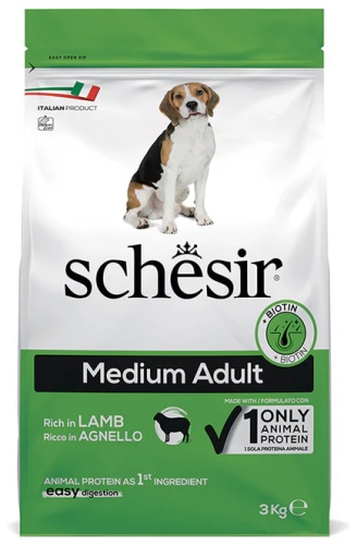 Schesir Medium Adult с ягненком для взрослых средних пород 3 кг