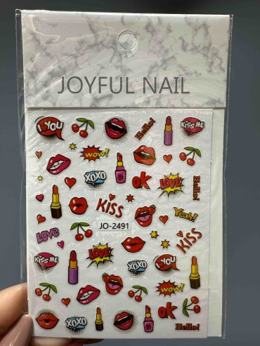 Joyful nail наклейки Губы,вишня 1 шт