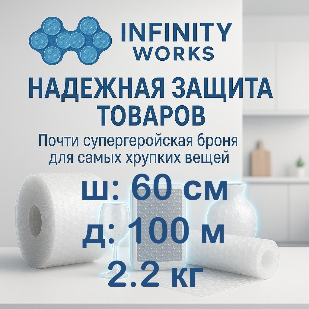 Воздушно-пузырьковая пленка Infinity Works VP-60100-2.2 полиэтилен 10000 см 1 шт