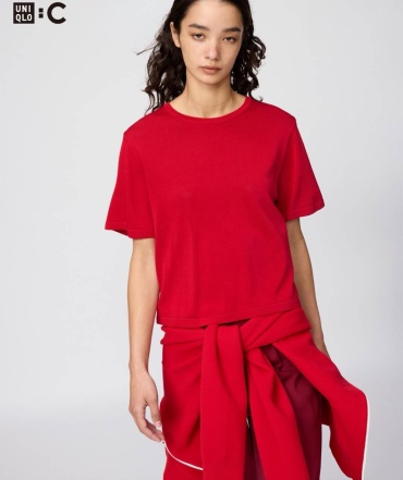 Футболка Uniqlo однотонный красный