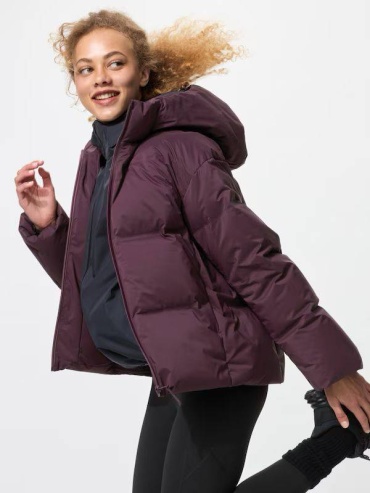Пуховик Uniqlo бордовый, темно-бордовый