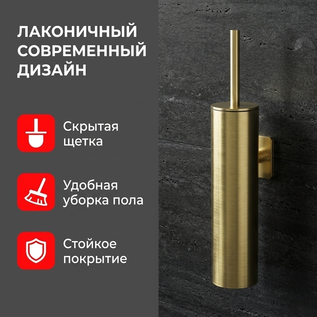 Minotti Ершик туалетный Style mattgold, нержавеющая сталь