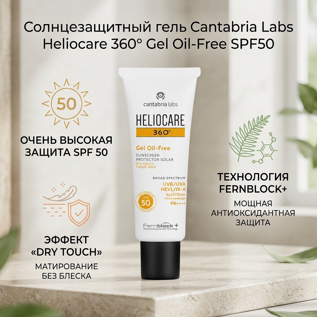 Cantabria Labs гель Heliocare Gel Oil-Free Dry Touch SPF50 для лица 50 мл
