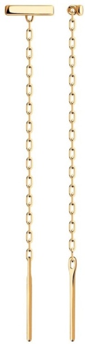 Серьги-цепочки Diamant 51-123-00725-1 вес 0.62 г золото, без вставок