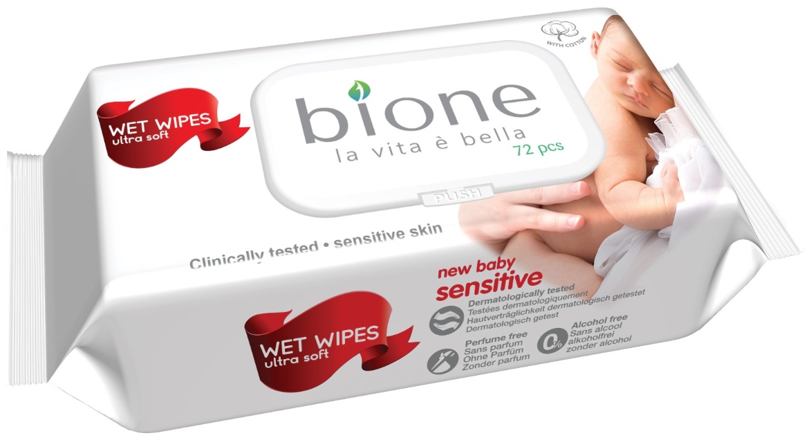 Детские влажные салфетки Bione Bione 72 шт