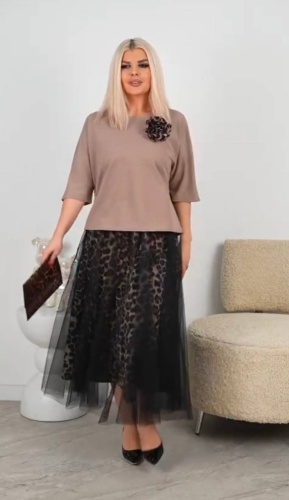 Костюм вечерний FASHION черный, бежевый