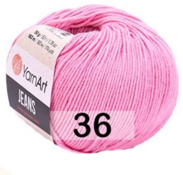 Клубок YarnArt Jeans 50 джинс хлопок акрил 36 розовый 160 м 50 г
