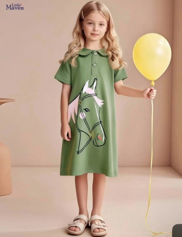 Повседневное платье Little Maven рисунок зеленый