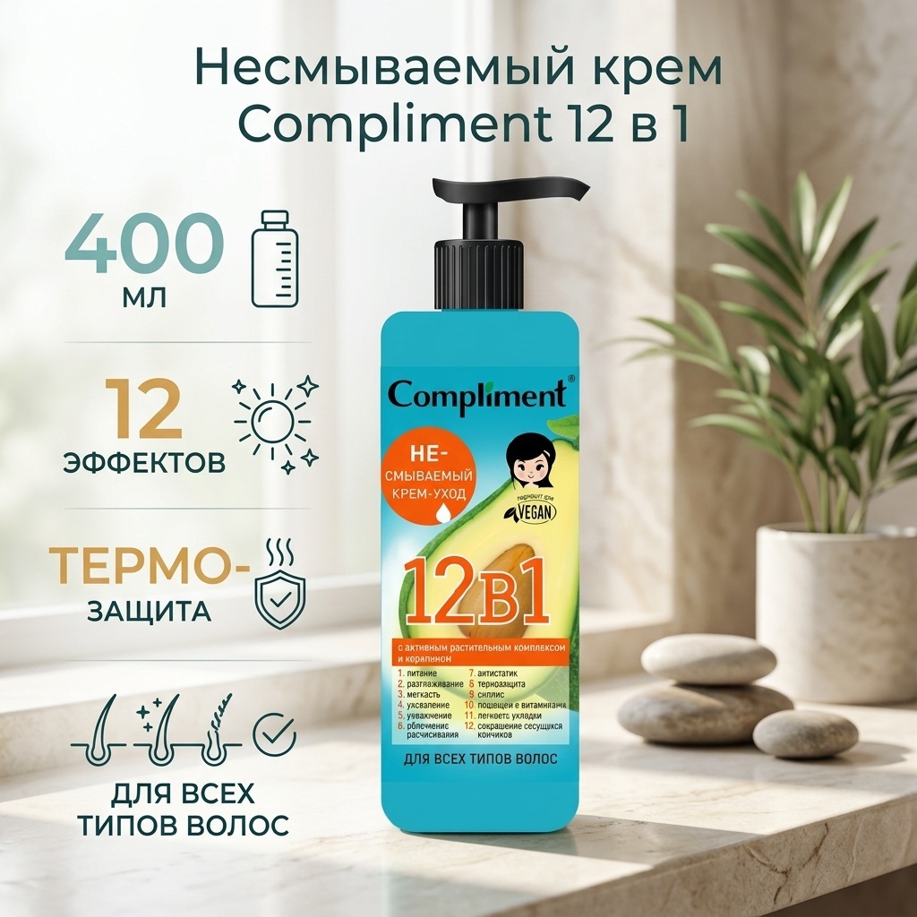 Compliment Несмываемый 12 в 1 крем 400 мл