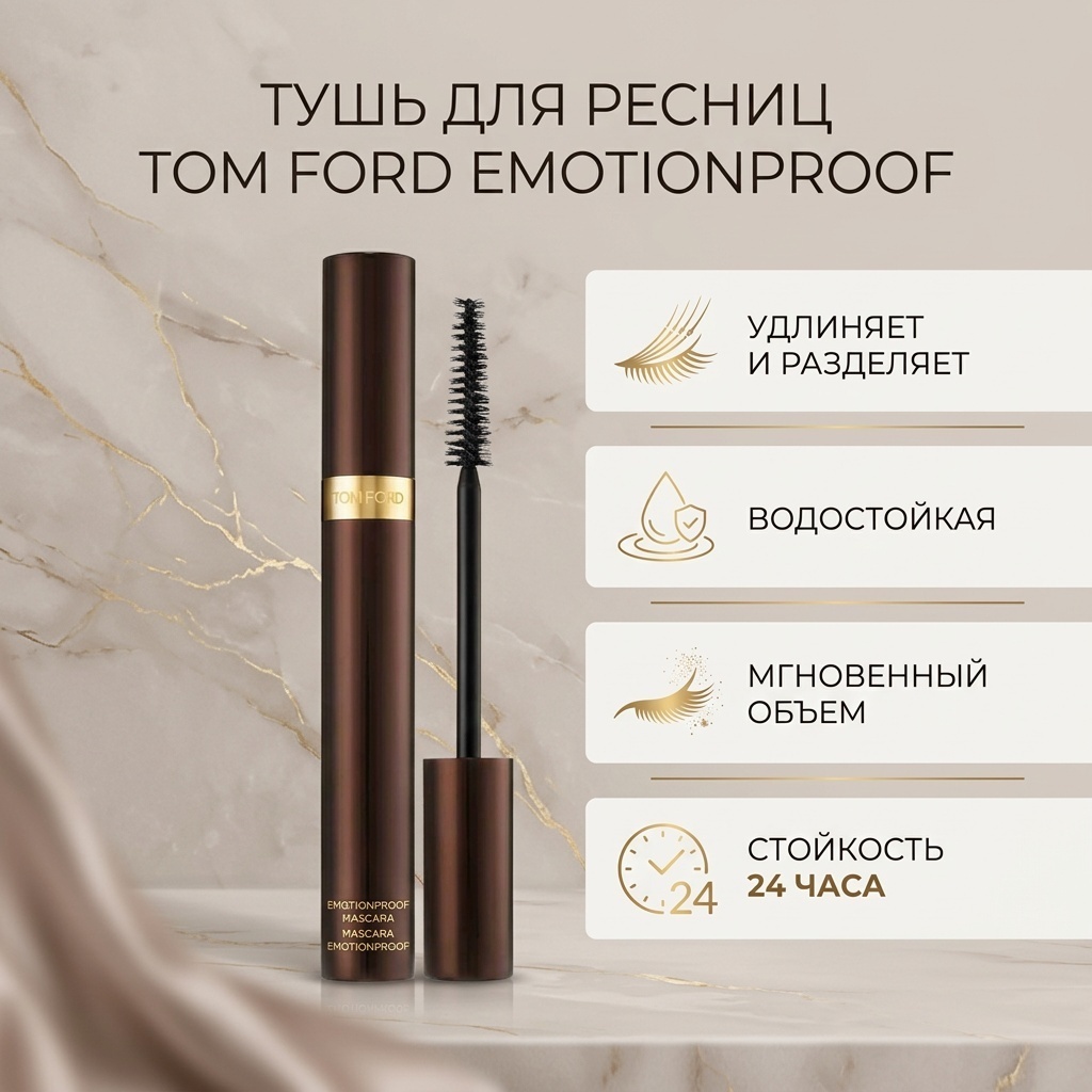 Тушь для ресниц TOM FORD Emotionproof Mascara удлиняющая черный