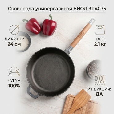 Сковорода БИОЛ 24 см , чугун