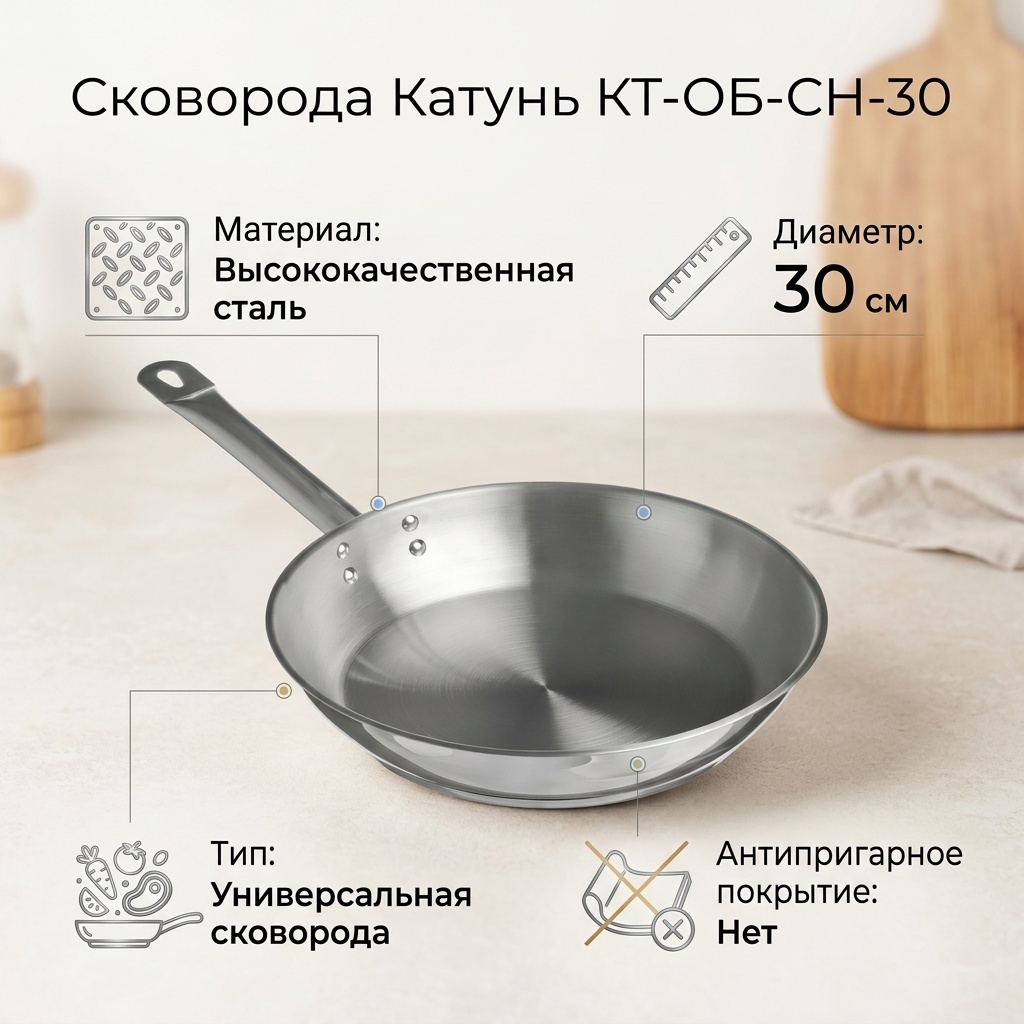 Сковорода Катунь КТ-ОБ-СН-30 30 см , сталь