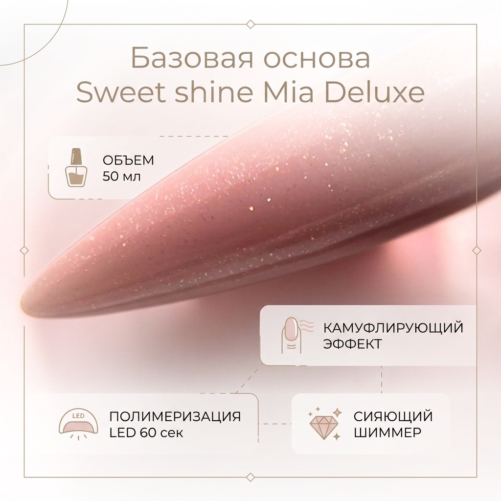Mia базовое покрытие Deluxe Sweet shine камуфлирующее 50 мл