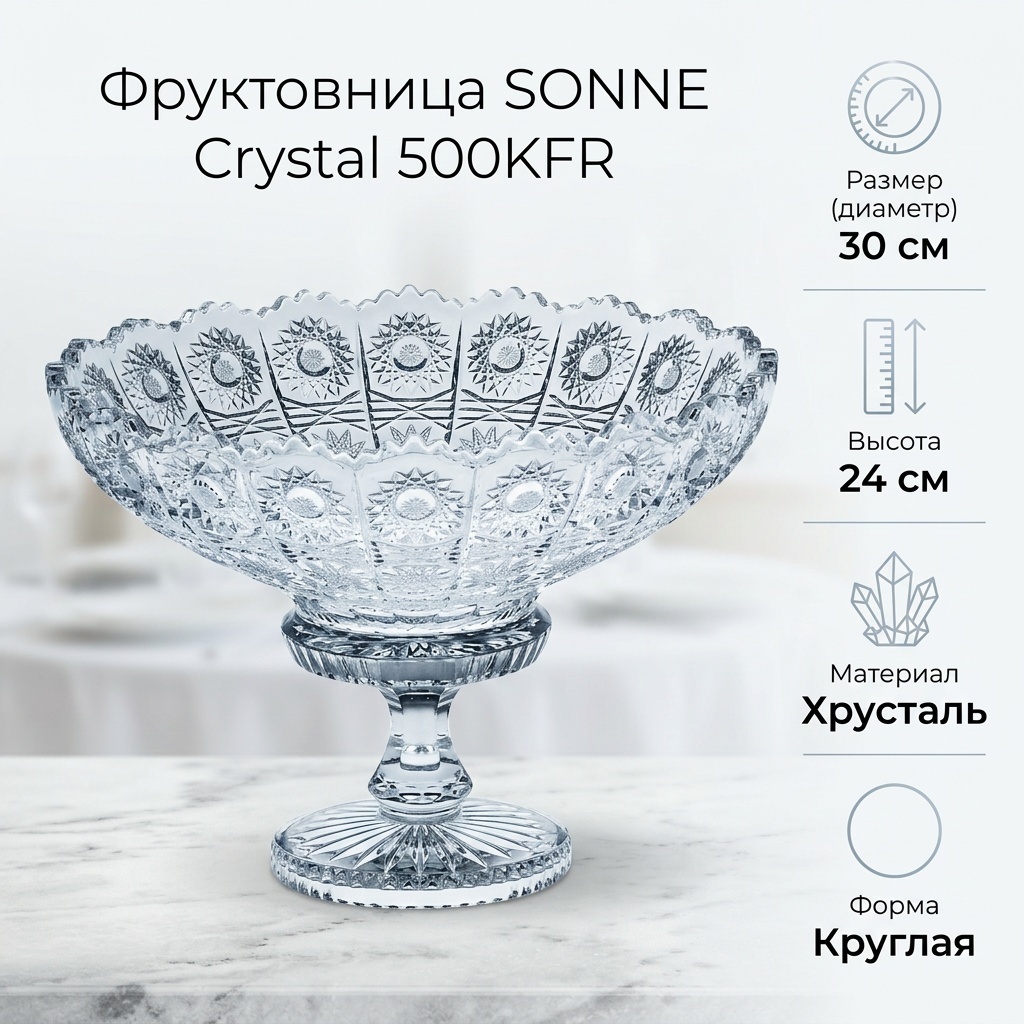 Фруктовница SONNE Crystal 1 шт, хрусталь, 30х24 см