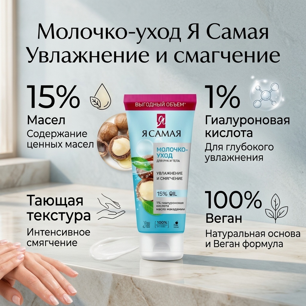 Я Самая Увлажнение и смягчение молочко для рук 200 мл