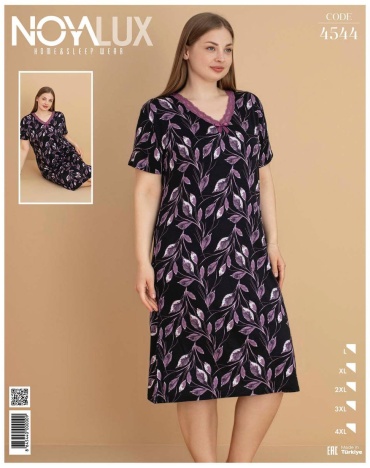 Ночная сорочка Noya Lux черный, фиолетовый