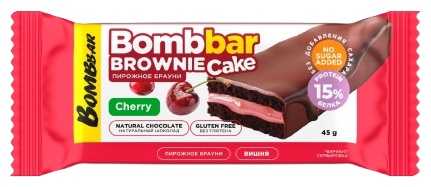BombBar пирожное протеиновое Brownie Cake вишня 1 шт