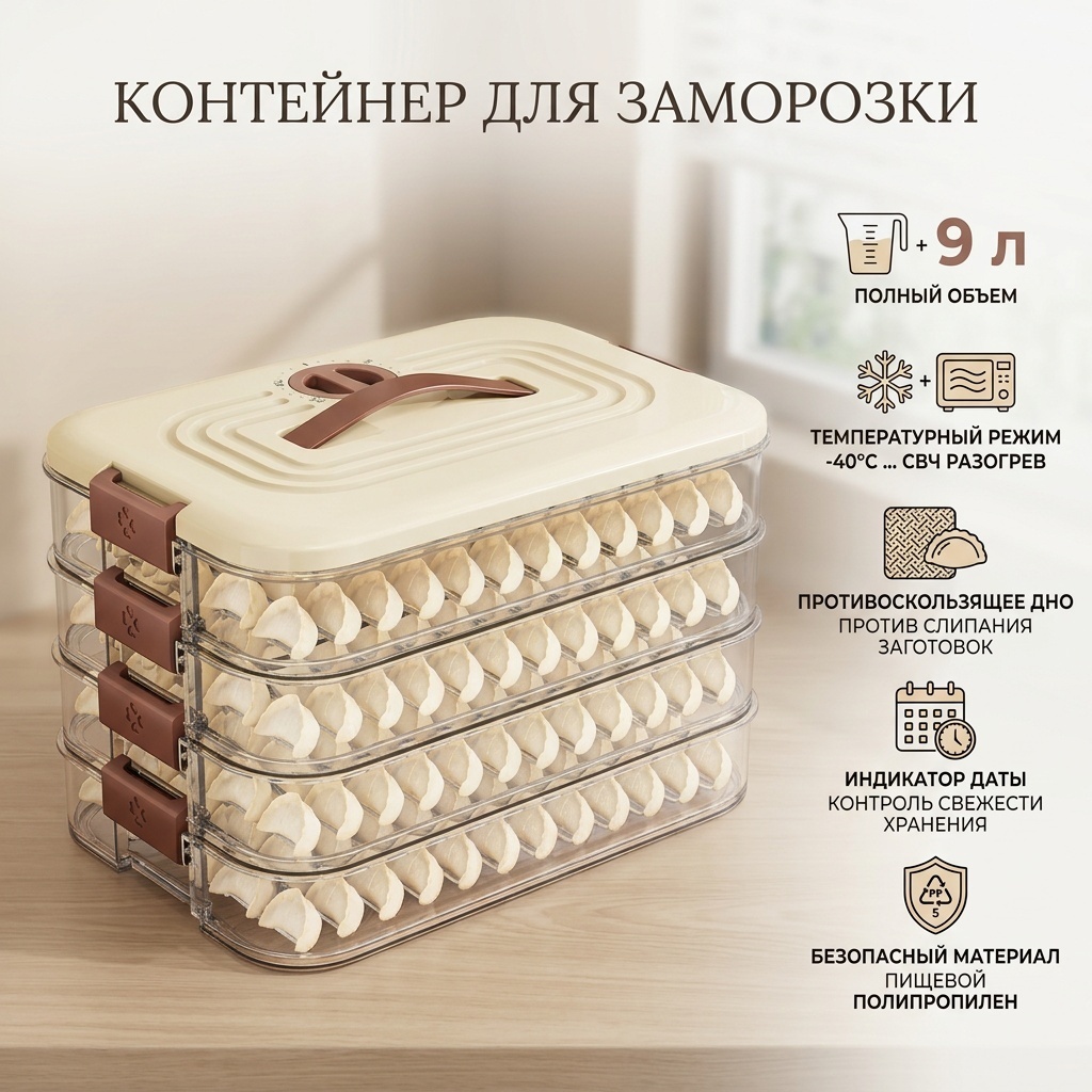 Контейнер для заморозки, пластик, полипропилен