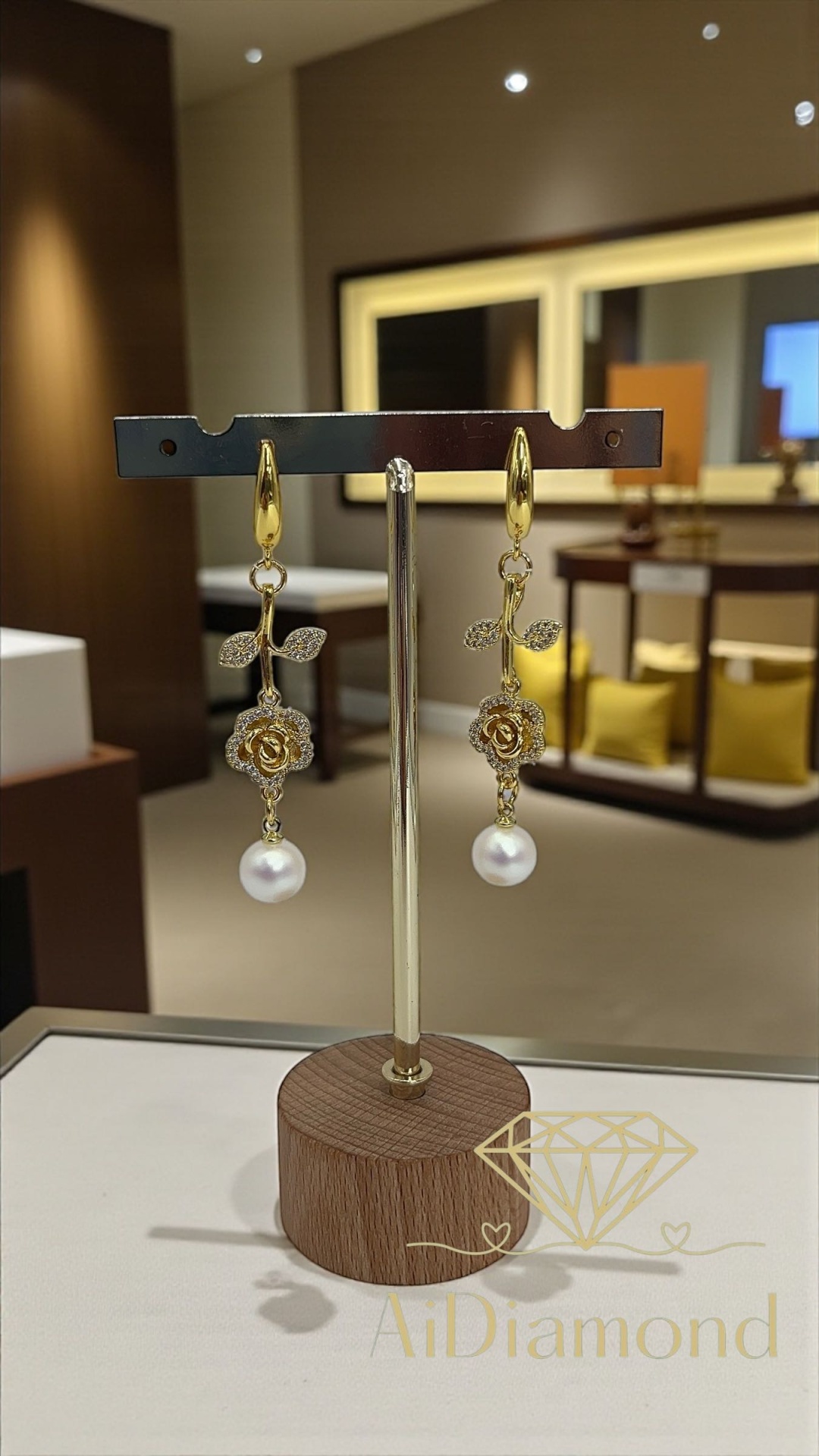 Серьги AiDiamond медицинское золото, без вставок