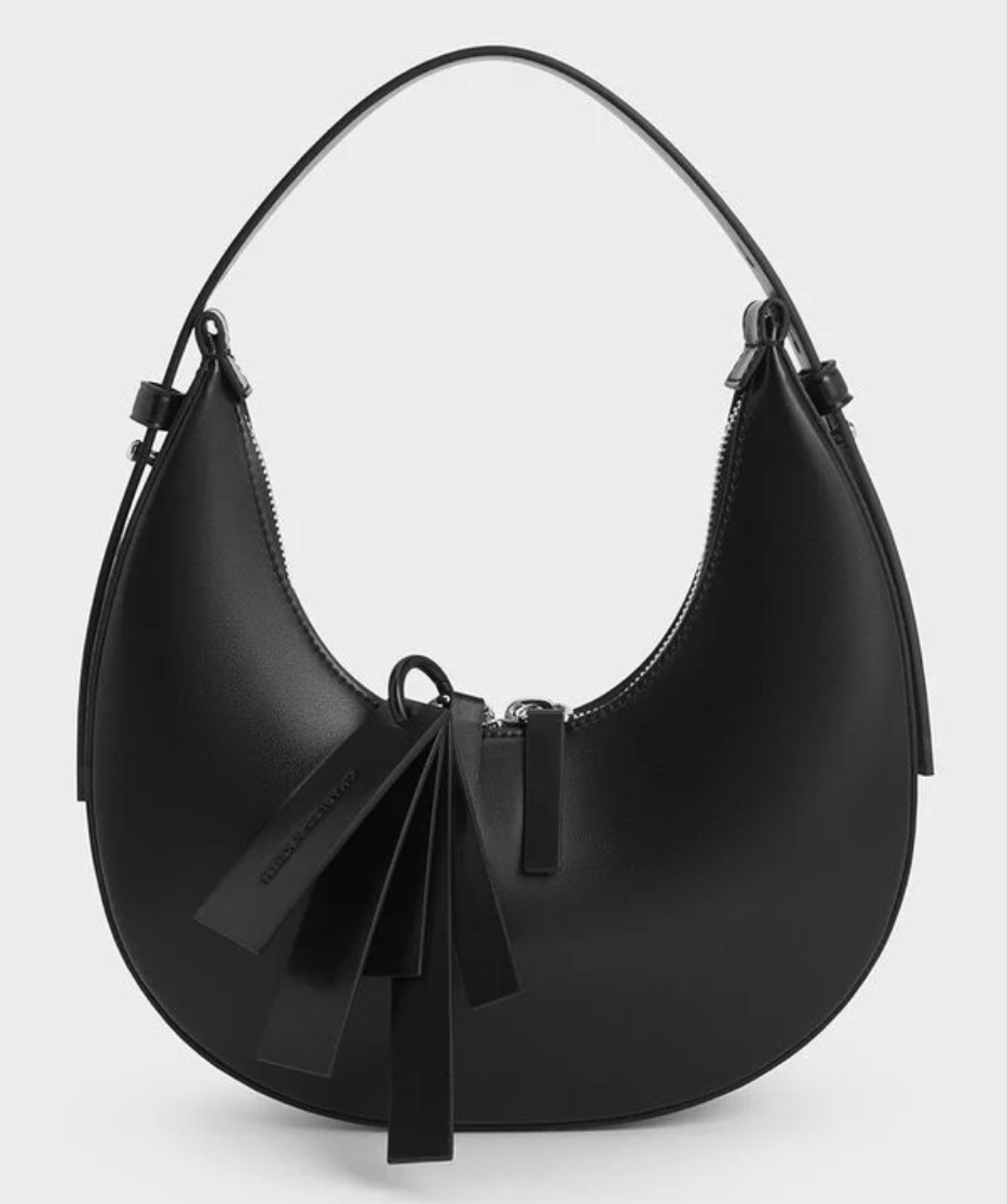 Сумка хобо Charles & Keith искусственная кожа черный