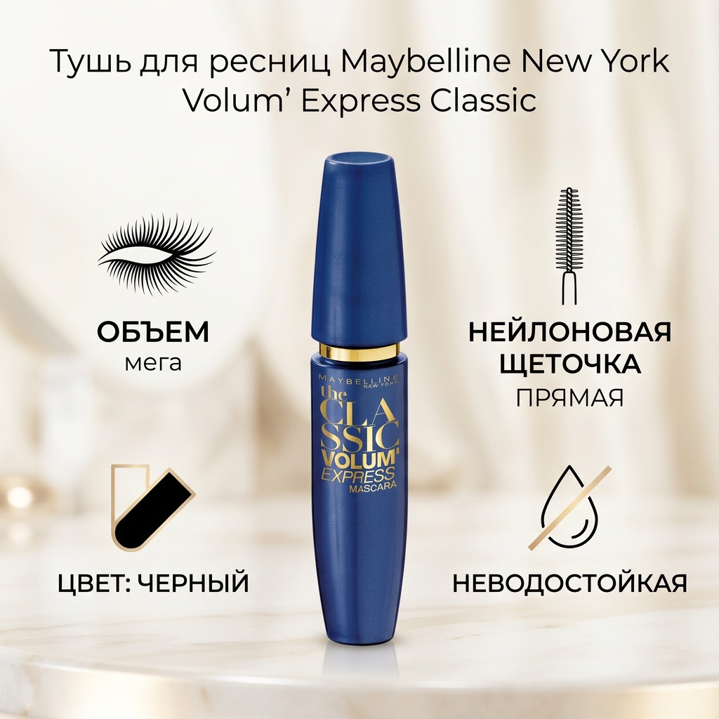 Тушь для ресниц Maybelline New York Volum' Express Сlassic для объема черный