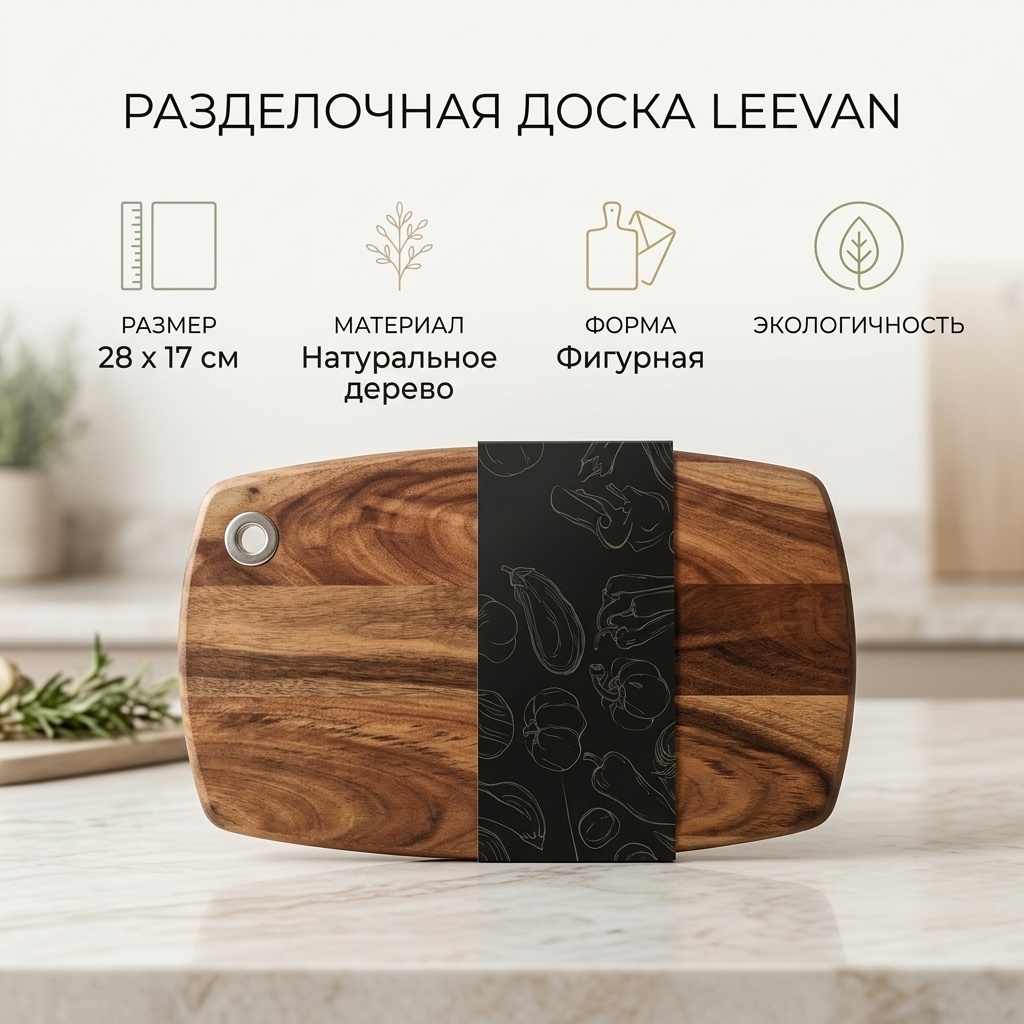 Leevan разделочная доска Базовая коллекция 318-1 1 шт, дерево