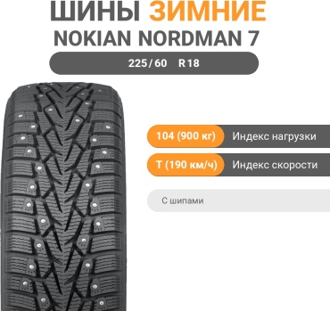 Nokian Nordman 7 SUV 225/60 R18 104T с шипами