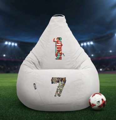 Кресло-мешок Paidamart Football_GOAT, чехол комбинированная, шенилл, бежевый