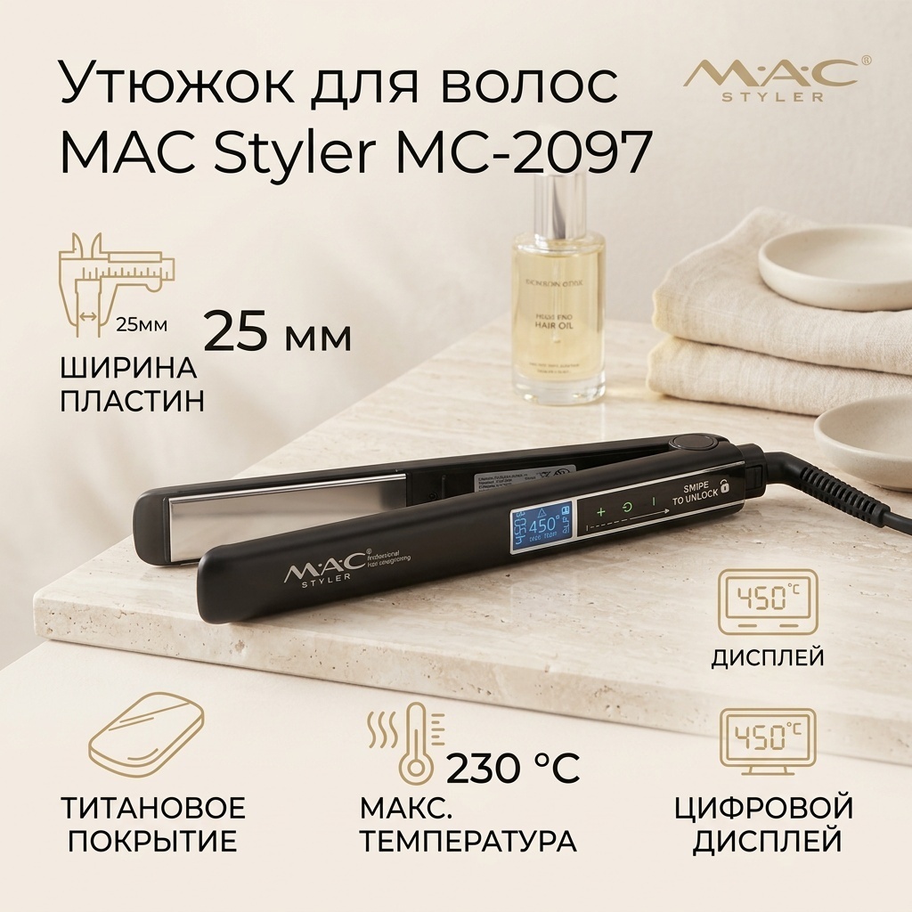 MAC Styler МС-2097 утюжок 25 мм