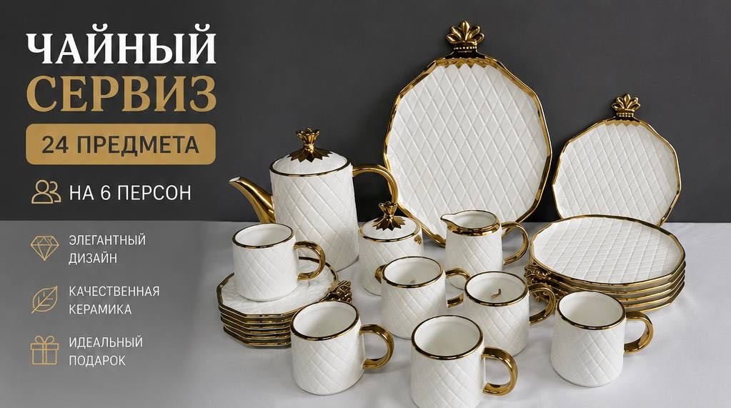 Сервиз на 6 персон Чайный сервиз Прованс, предметов: 24, чайный, керамика
