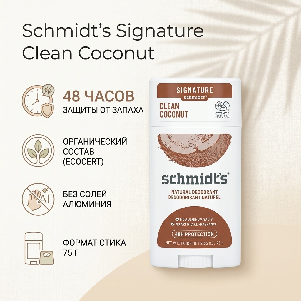 Schmidts Clean Coconut дезодорант унисекс 75 г