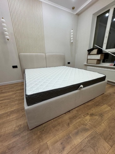 Кровать RJN company двуспальная, 180x200 см (с матрасом, подъёмный механизм) бежевый