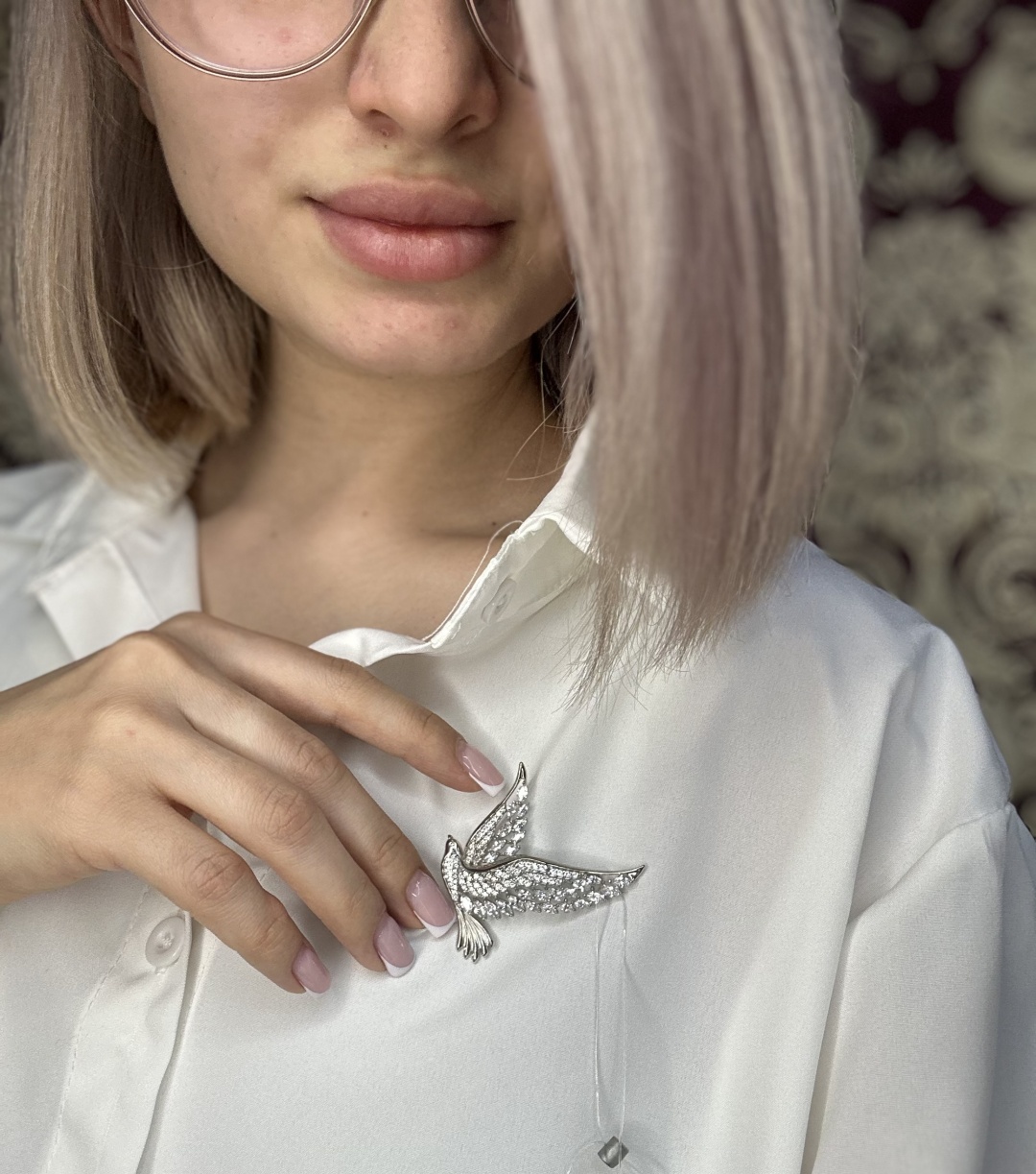 Брошь VED 94040 вес 8.04 г серебро, фианит
