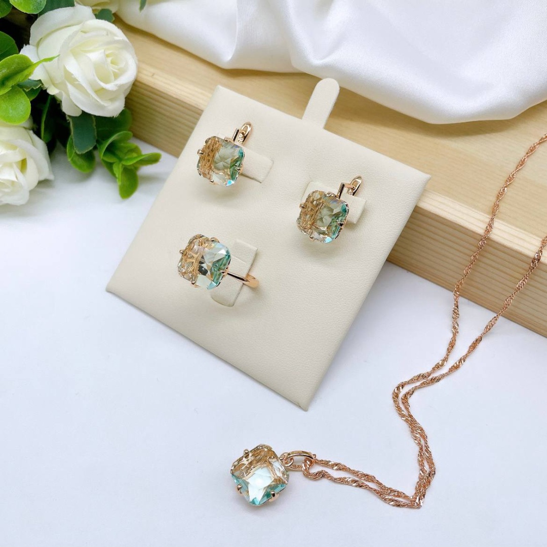 Mirror Flower медицинское золото, кристаллы Swarovski